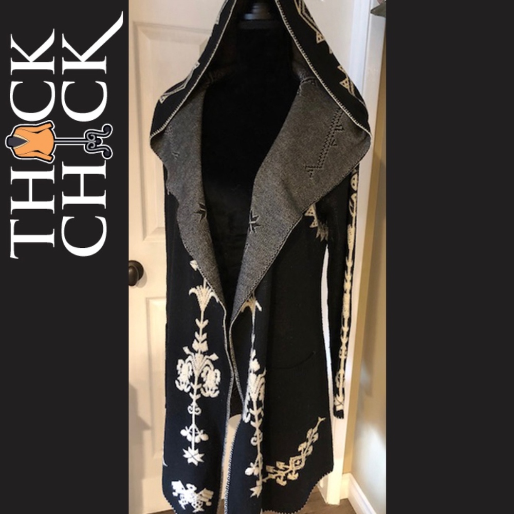 Black & Cream Hooded Sweater